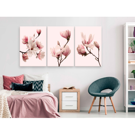 Tablou Spring Magnolias (3 Parts) 60 x 30 cm-01