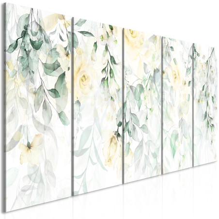 Tablou Waterfall of Roses (5 Parts) Narrow Second Variant 225 x 90 cm-01
