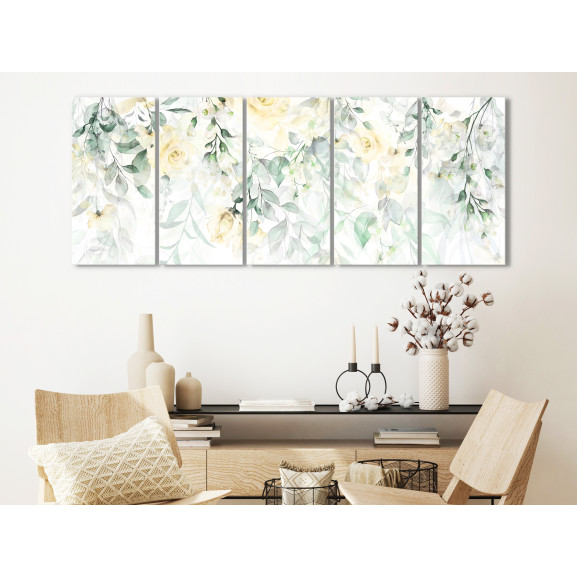 Tablou Waterfall of Roses (5 Parts) Narrow Second Variant 225 x 90 cm