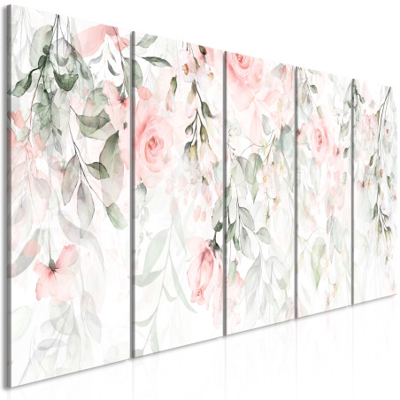 Tablou Waterfall of Roses (5 Parts) Narrow First Variant 225 x 90 cm-01