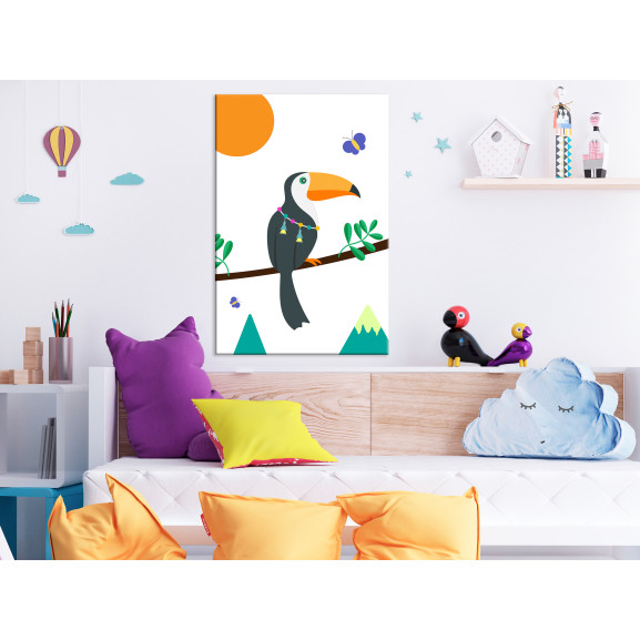 Tablou Toucan And Butterflies (1 Part) Vertical 40 x 60 cm