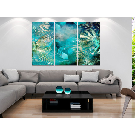 Tablou Turquoise and Gold (3 Parts) 90 x 60 cm-01
