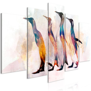 Tablou Penguin Wandering (5 Parts) Wide 100 x 50 cm