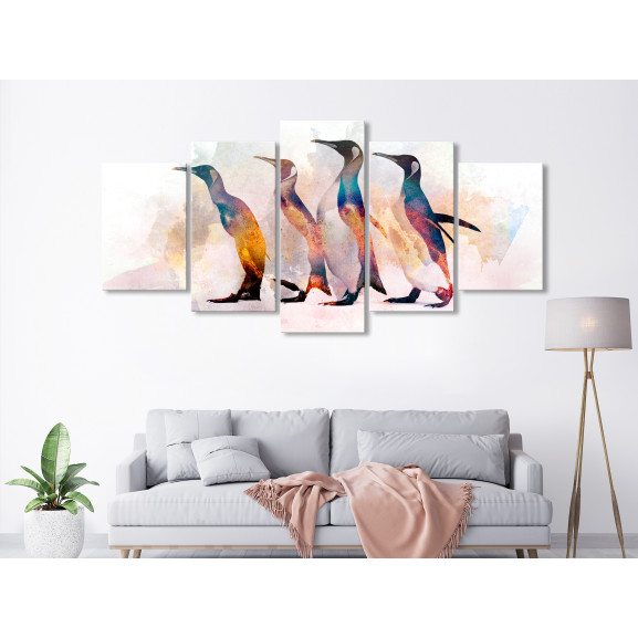 Tablou penguin wandering (5 parts) wide 100 x 50 cm