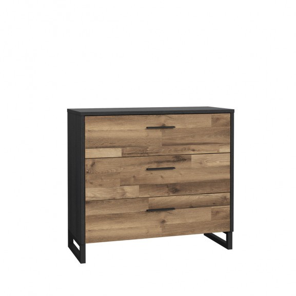 Comoda Jakarta Stejar Negru Si Stejar Structurat 120 Cm
