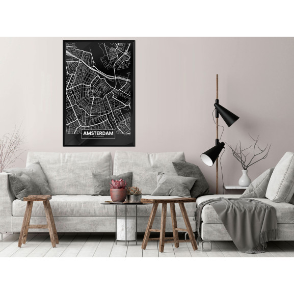 Poster City Map: Amsterdam (Dark)