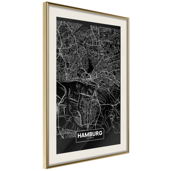 Poster City Map: Hamburg (Dark)