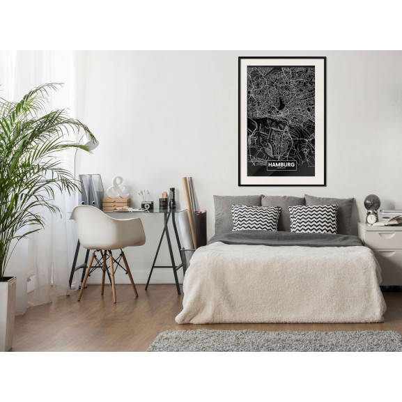 Poster City Map: Hamburg (Dark)