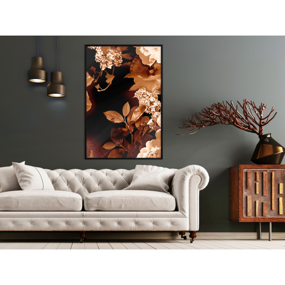 Poster Flower Decoration in Sepia