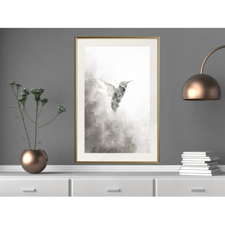 Poster Hummingbird in Shades of Grey-01