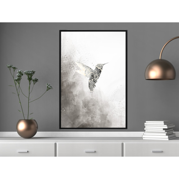 Poster Hummingbird in Shades of Grey