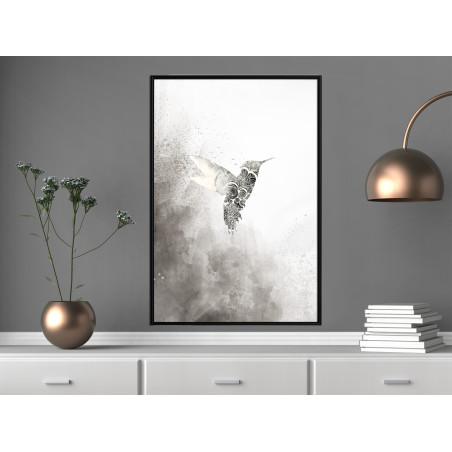Poster Hummingbird in Shades of Grey-01