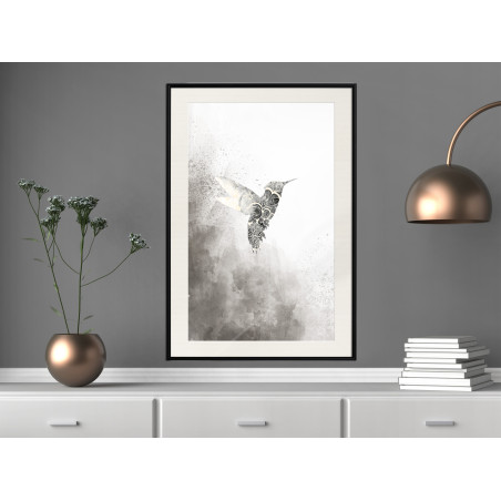 Poster Hummingbird in Shades of Grey-01