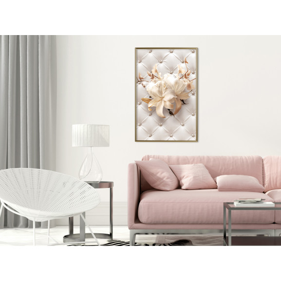 Poster Lilies on Leather Upholstery