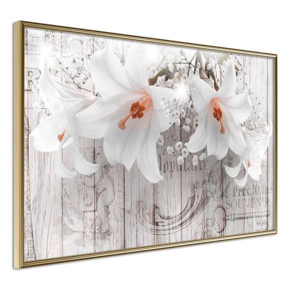 Poster Lilies on Wood