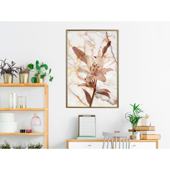 Poster Lily on Marble Background