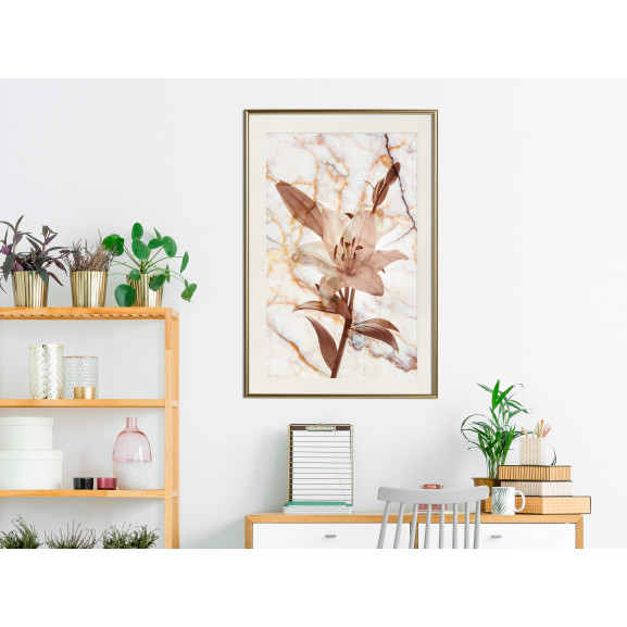 Poster Lily on Marble Background