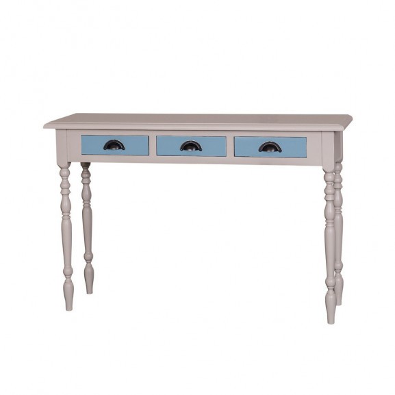 Masa consola cu picior strinjit Odette, lemn masiv, Multicolor, 120 x 35 x 78,5 cm