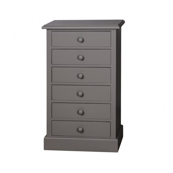 Comoda Ingusta 6 Sertare Odette, lemn masiv, Gri, 60 x 41 x 97 cm