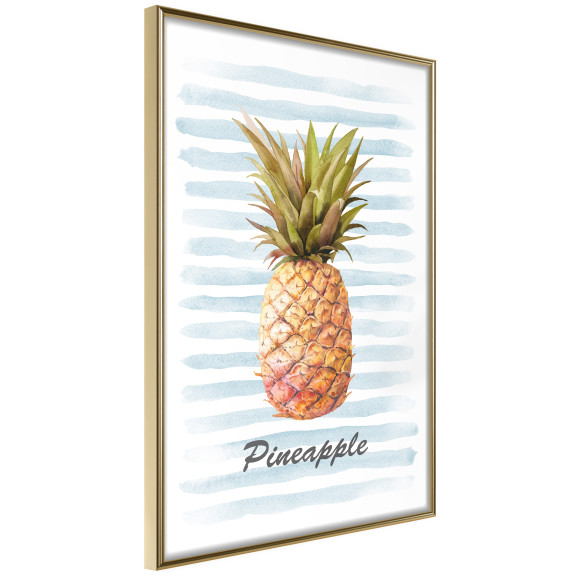 Poster Pineapple on Striped Background