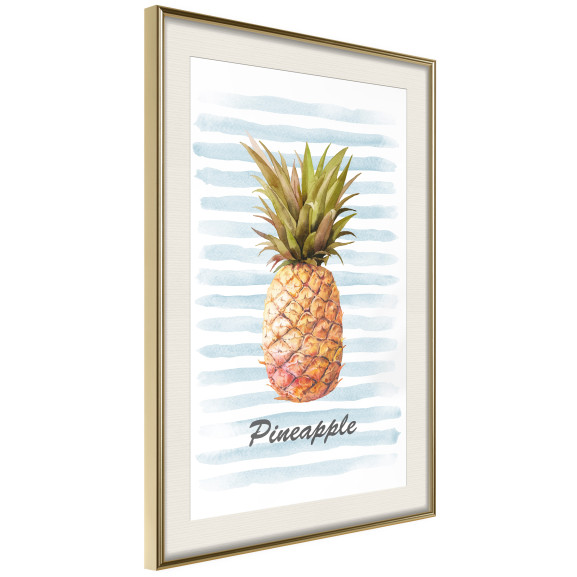 Poster Pineapple on Striped Background