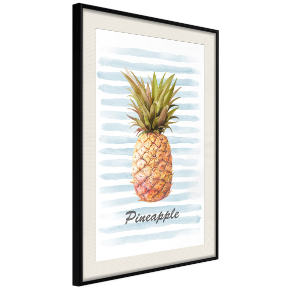 Poster Pineapple on Striped Background