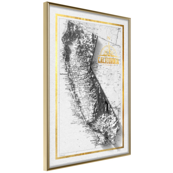 Poster Raised Relief Map: California
