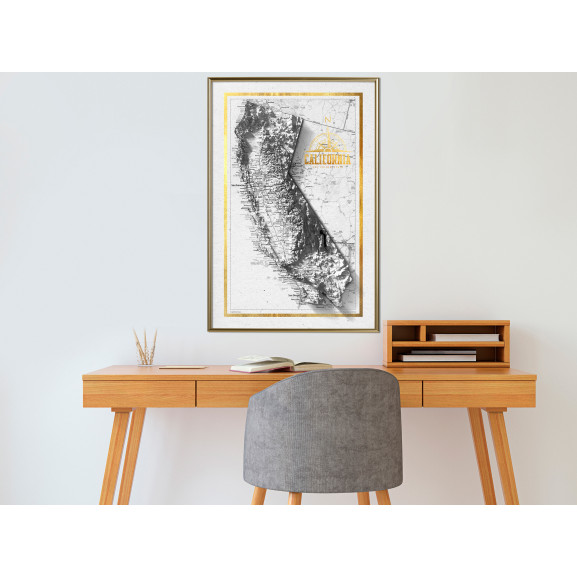 Poster Raised Relief Map: California