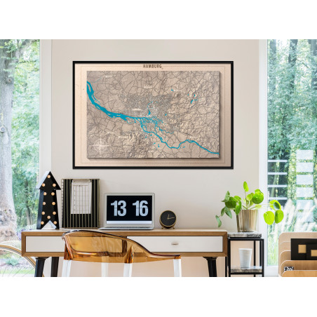 Poster Raised Relief Map: Hamburg-01