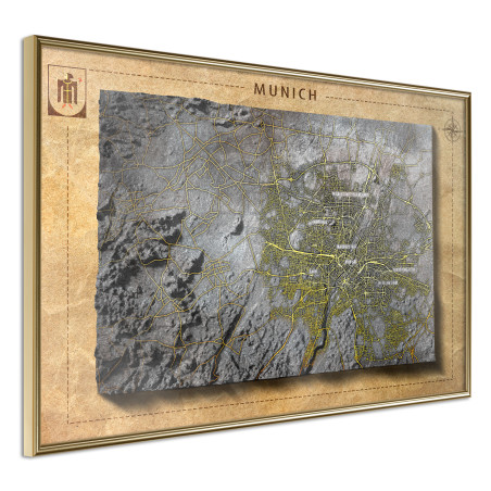 Poster Raised Relief Map: Munich-01