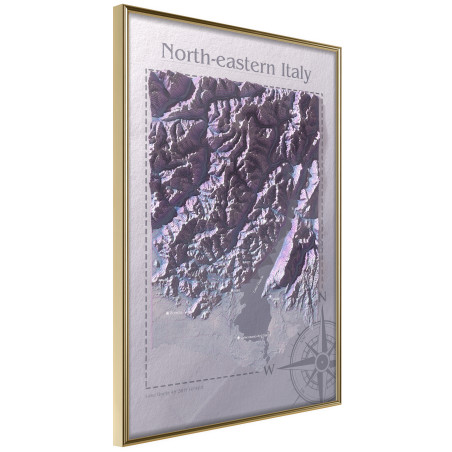 Poster Raised Relief Map: North-Eastern Italy-01