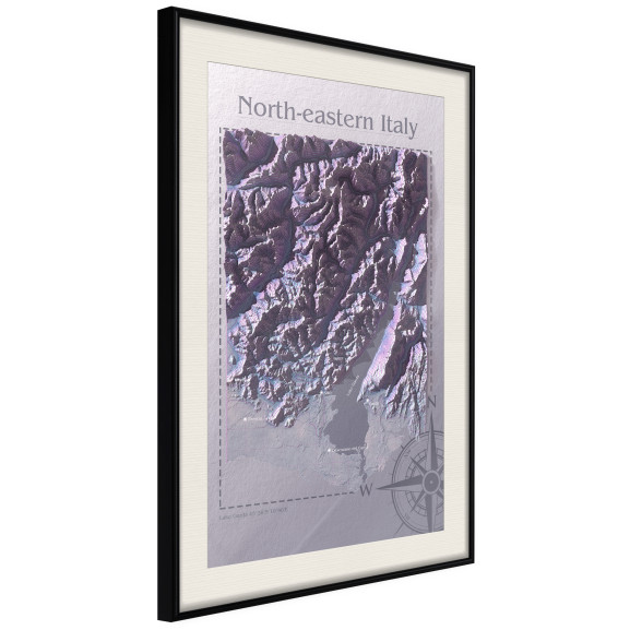 Poster Raised Relief Map: North-Eastern Italy