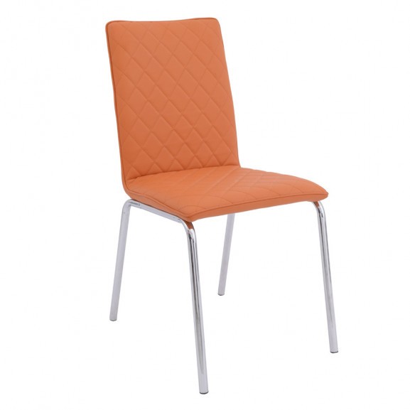 Scaun bucatarie, culoare Portocaliu, Metal cromat