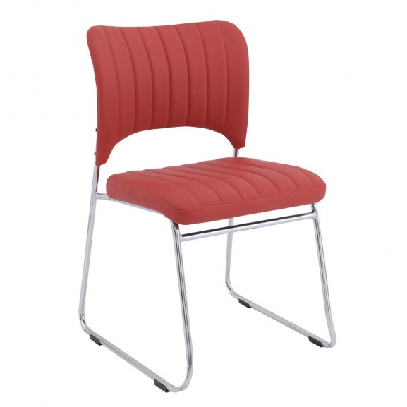 Scaun bucatarie, culoare Rosu, Metal cromat