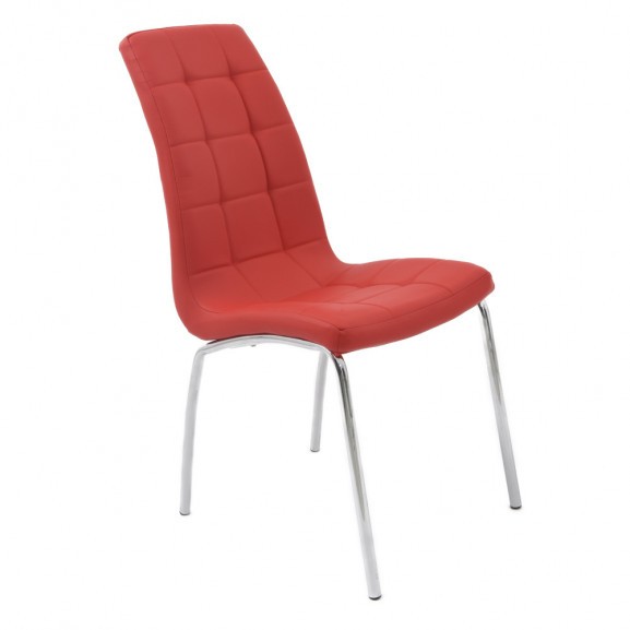 Scaun de bucatarie, culoare Rosu, Metal cromat