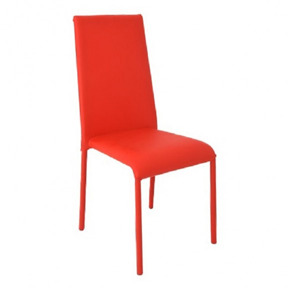 Scaun de bucatarie, culoare Rosu, Metal cromat