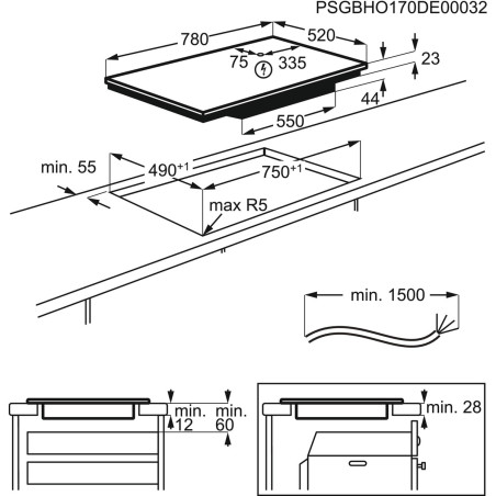 Plita Inductie AEG IAE84851FB, 4 Zone De Gatit, Hota Integrata, 630 mc/h, Gri Inchis, 80 Cm-01