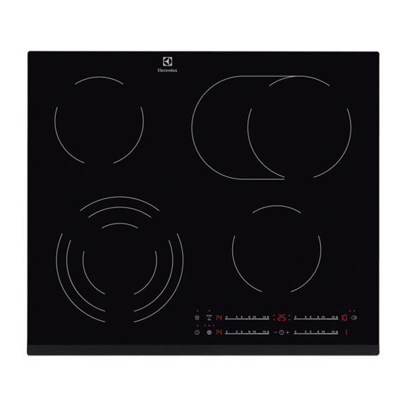 Plita Vitroceramica Electrolux EHF6547FXK, 4 Zone De Gatit, Negru, 60 Cm