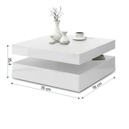 Masa cafea rotativa Magic, White Gloss, 78 (91.1) x 35.4 x 78 (91.1) cm-01