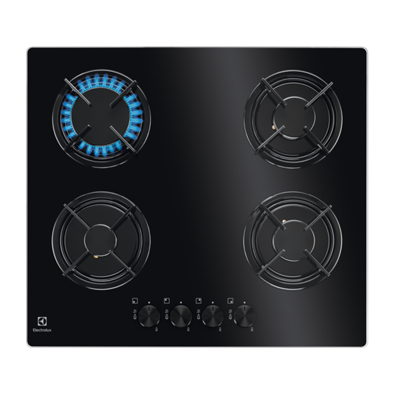 Plita Gaz Electrolux EGT6242NVK, 4 Arzatoare Gaz, Negru, 60 Cm