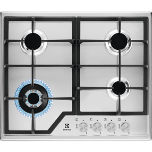 Plita Gaz Electrolux KGS6436SX, 4 Arzatoare Gaz, Inox, 60 Cm