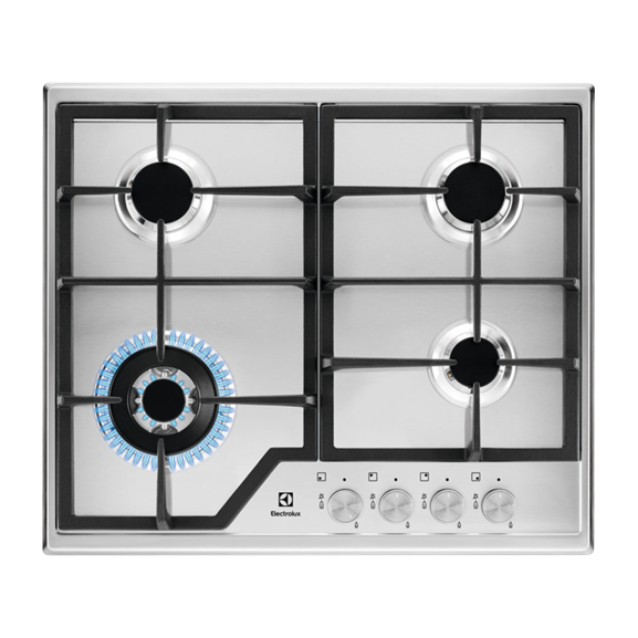 Plita Gaz Electrolux KGS6436SX, 4 Arzatoare Gaz, Inox, 60 Cm