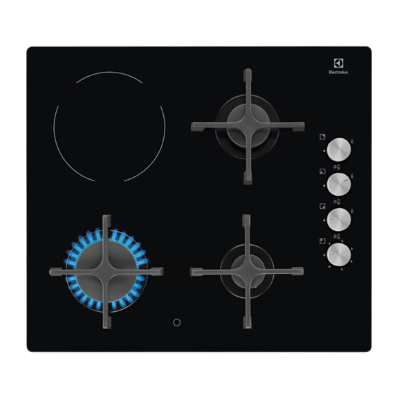 Plita Vitroceramica Electrolux EGE6182NOK, Plita Mixta, 4 Zone De Gatit, Negru, 60 Cm