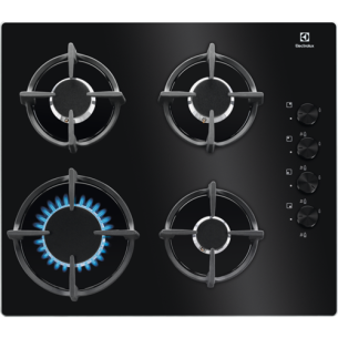 Plita Gaz Electrolux KGG6407K, Serie 600 Pro, 4 Arzatoare Gaz, Negru, 60 Cm