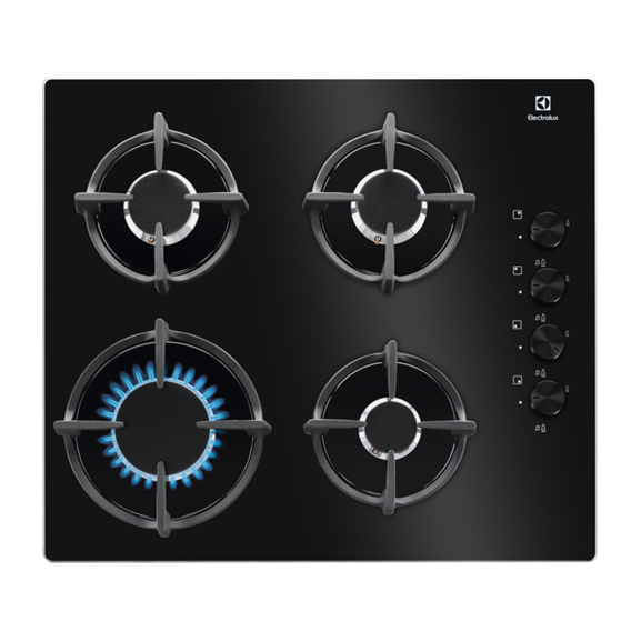 Plita Gaz Electrolux KGG6407K, Serie 600 Pro, 4 Arzatoare Gaz, Negru, 60 Cm