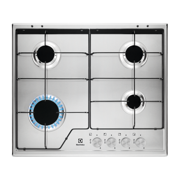 Plita Gaz Electrolux KGS6424SX, 4 Arzatoare Gaz, Inox, 60 Cm