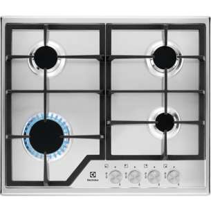 Plita Gaz Electrolux KGS6426SX, 4 Arzatoare Gaz, Inox, 60 Cm