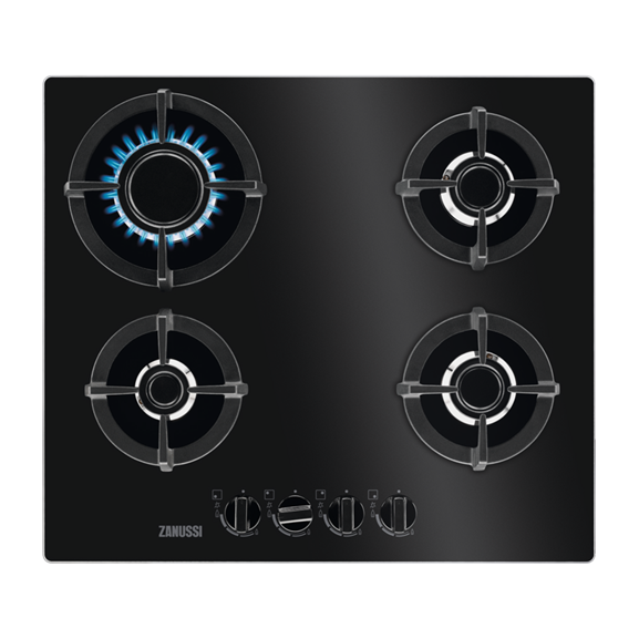 Poze Plita Gaz Zanussi ZGO68410BA, 4 Arzatoare Gaz, Negru, 60 Cm