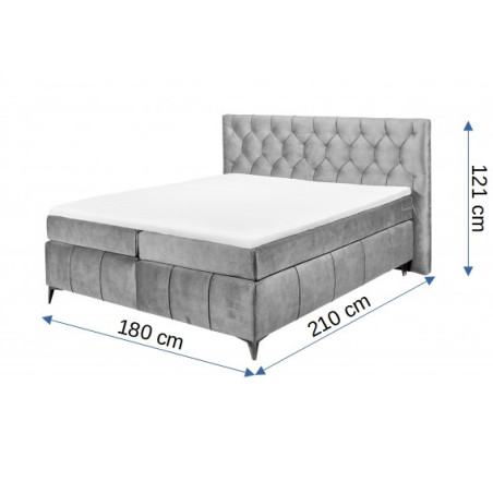 Pat Boxsprings Pembroke Cu Saltea Si Somiera Inclusa, Gri, Dimensiune Saltea 160 x 200 cm-01