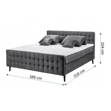 Pat Boxsprings Scandi Cu Saltea Si Somiera Inclusa, Antracit, 180 x 200 cm-01